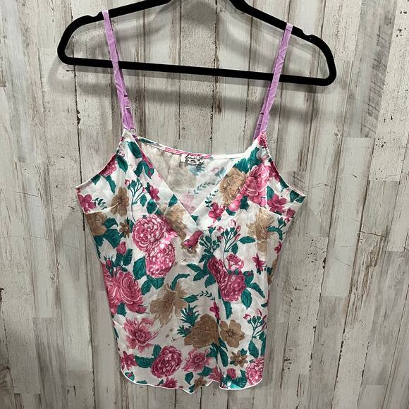 Free People Tops - Free People Intimately Floral Satin Sexy Hanky Hem Crop Top Womens Large
